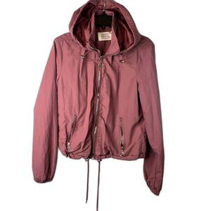 Ashley by 26 International Pink Hooded Zip‎ Up Rain Jacket Size Small